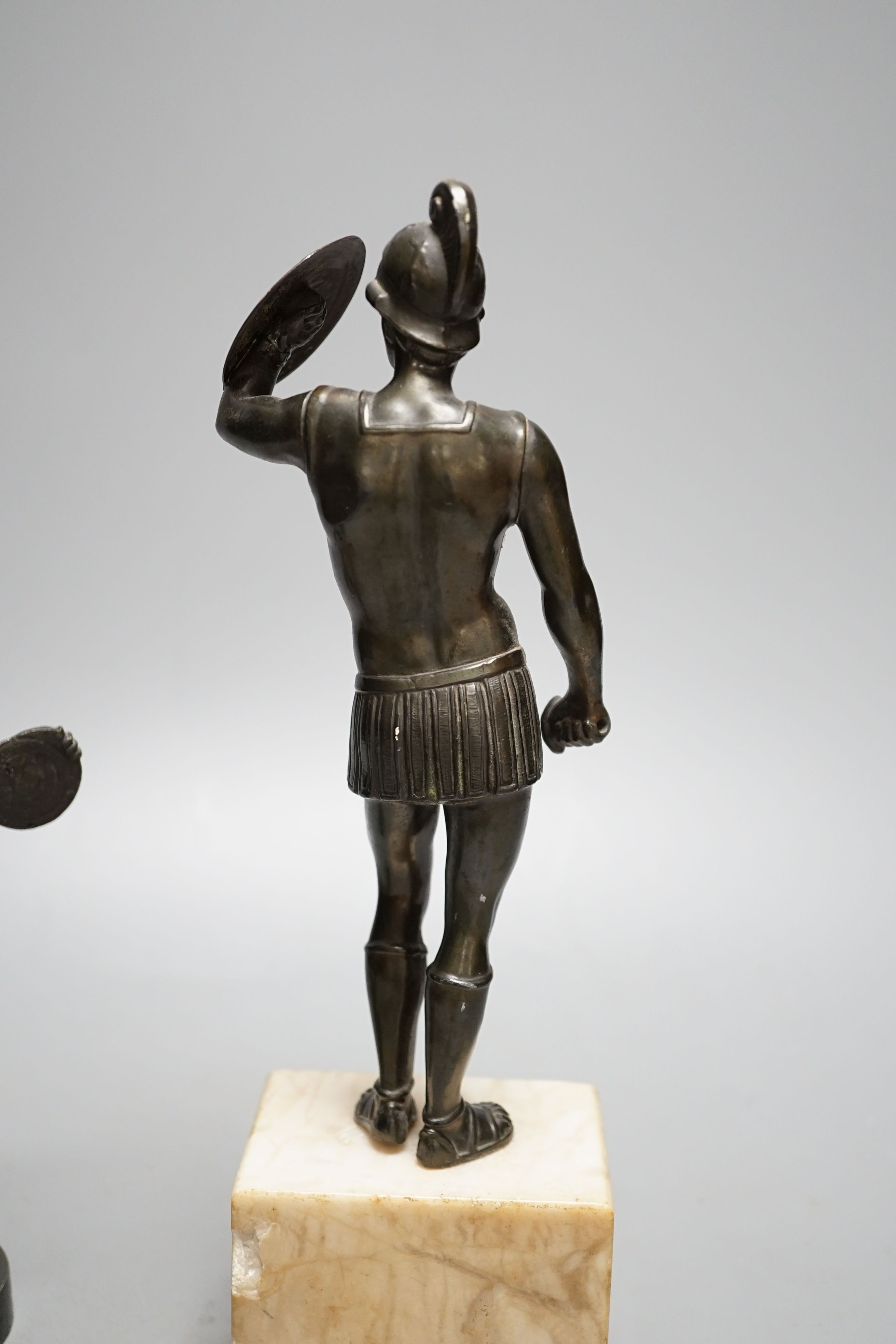 After the antique bronze discus thrower, boy with thorn in foot and spelter Greek warrior (3) - tallest 27cm